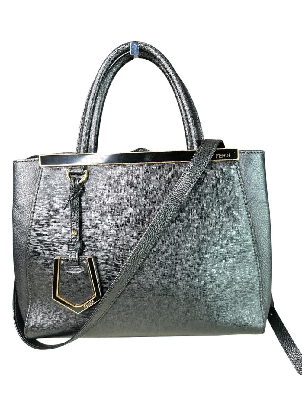 Fendi Black Leather Satchel 2 way bag